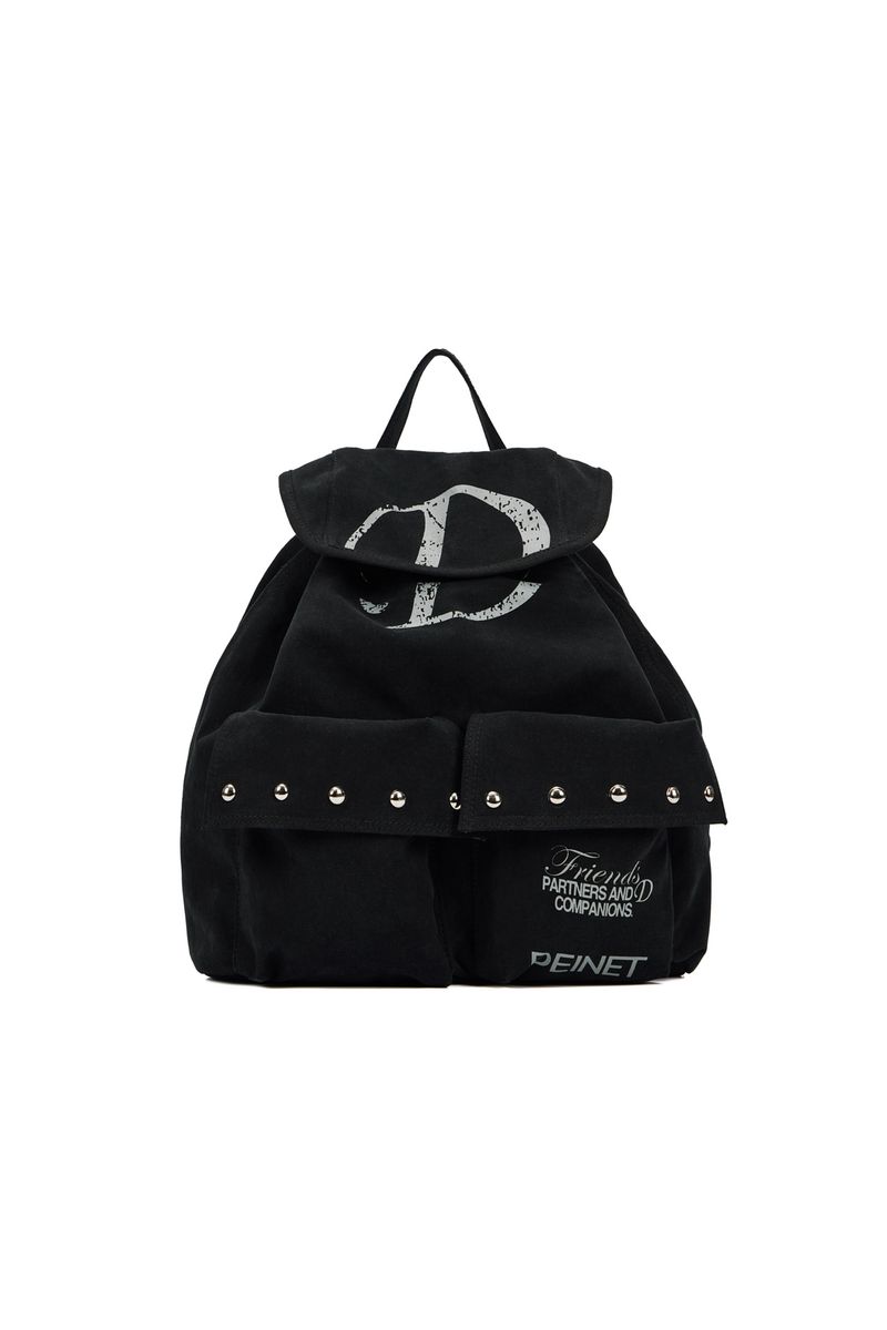 Korean Backpack Solid Color Drawstring Large Capacity Rivets Canvas Women's Bag 2025 Spring And Summer New Fashion Hundred Casual Daily_voghion.com
