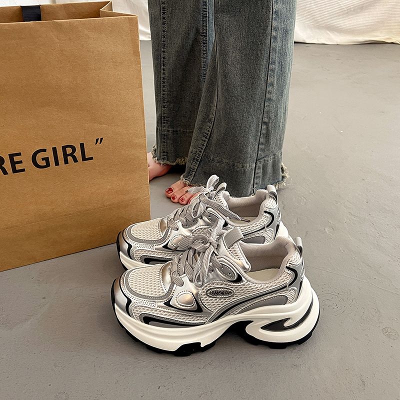 Spring And Autumn Women's Of Thick-soled Dad Shoes, Small Increase 2025 New Explosive Models European Street Casual Shoes_voghion.com