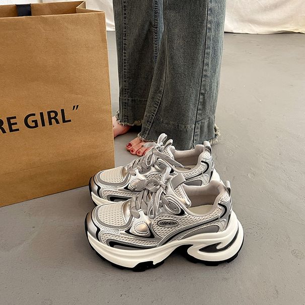 Spring And Autumn Women's Of Thick-soled Dad Shoes, Small Increase 2025 New Explosive Models European Street Casual Shoes_voghion.com