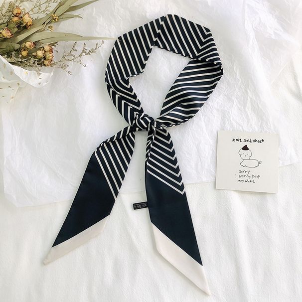 Fascia sottile in seta sintetica da donna, da indossare con sciarpa, passamaneria, sciarpa con nastro a righe_voghion.com