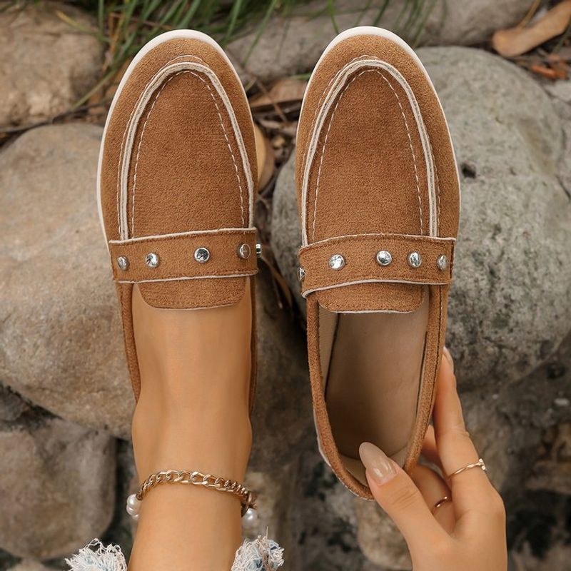 SHLIANG Retro Shallow Mouth Loafers Women Rhinestone Slip On Solid Color Large Size Moccasins Thick Bottom Comfortable Non Slip Flats Y0619_voghion.com