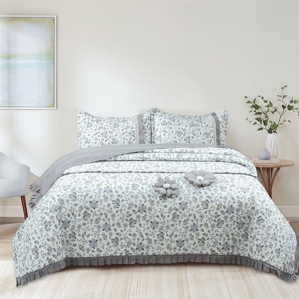 Νέο σετ τριών τεμαχίων κλινοσκεπασμάτων, πάπλωμα από δαντέλα υψηλής πυκνότητας από καθαρό βαμβάκι, φούστα κρεβατιού, σεντόνι, κεντημένο πάπλωμα, καλοκαιρινό πάπλωμα από καθαρό βαμβάκι, σεντόνι_voghion.com