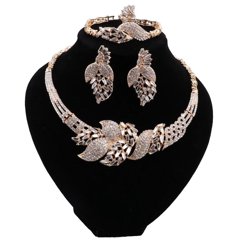Fashion Gold Plated Jewelry Sets For Women sieraden sets Earrings Necklace Bracelet Ring 4Pcs Jewelry Wedding Party Prat_voghion.com