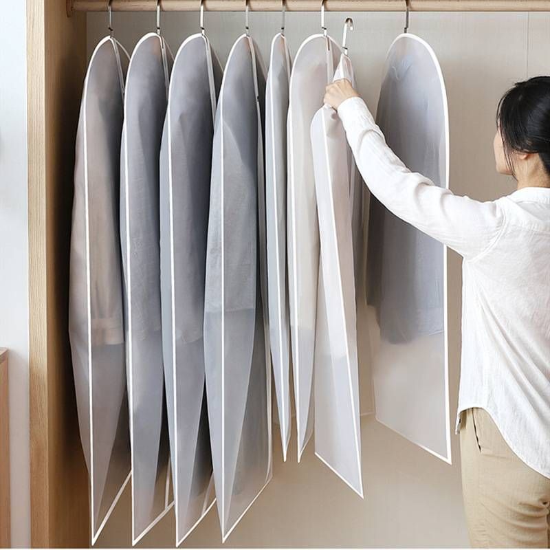 Japanese-Style PEVA Garment Storage Bag – Hanging Dustproof Cover For Wardrobe & Travel (60-140cm, Zipper/Non-Zipper Options)​_voghion.com