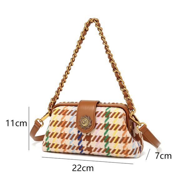 autumn And Winter New Style Women's Small Batch Design Canvas Chain Shoulder Crossbody Bag, High-end Zippered Mini Square Bag_voghion.com