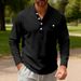Maglia Henley da uomo in twill pesante - Maniche lunghe con collo alto, strato di base per autunno e inverno (blu tibetano, nero, albicocca, grigio scuro, bianco)_voghion.com