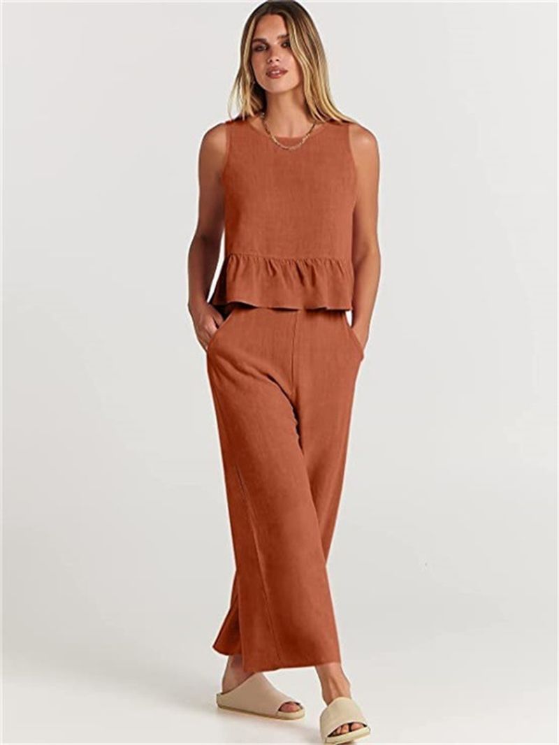 Gilet da donna, pantaloni a nove punte, gamba larga, abito casual_voghion.com
