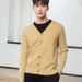Cardigan con scollo a V da uomo in lana, sottile e ampio, in stile coreano, lavorato a maglia, stile giovanile alla moda_voghion.com