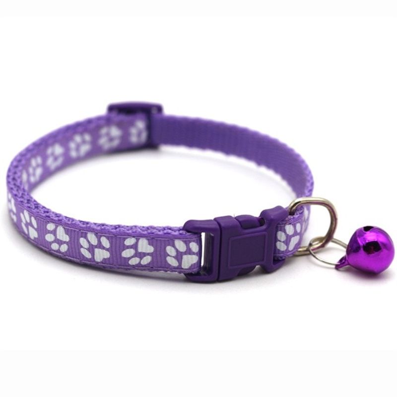 Köpek ve Kedi İçin Renkli Sevimli Çan Tasması, Pati İzli Kedi Tasması, Ayarlanabilir Köpek Tasması_voghion.com