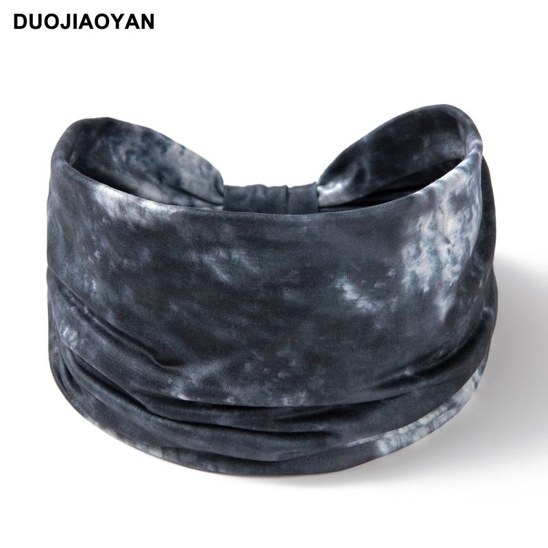 Bandeaux imprimés tie-dye de nouveau style européen et américain avec des bords larges et des bandeaux de sport noués bandeaux élastiques accessoires de cheveux pour femmes_voghion.com