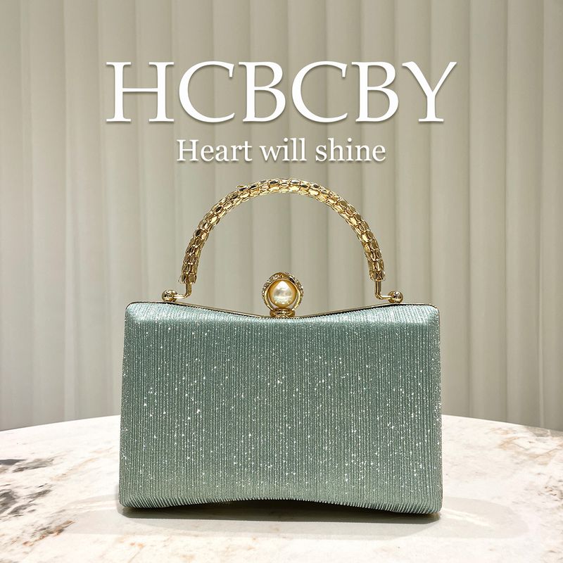 Mintgrüne, schlichte, elegante Clutch mit Glitzerstreifen für Damen, modische, temperamentvolle Handtasche, Abendtasche_voghion.com