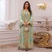 AB473 Elegantes, besticktes Dubai-Jalabiya-Kleid, zweiteiliges Set für Damen – Langärmliger Fledermaus-Kaftan mit Gürtel, Partykleidung im Stil des Nahen Ostens_voghion.com