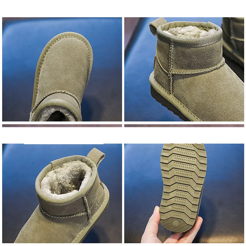 Baby Snow Boots Boys Cotton Shoes Winter Extra Fleece Warm Baby Shoes Real Leather Cotton Boots Girls Shoes_voghion.com