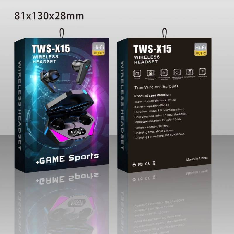 Esports gaming headset Bluetooth headset tws x15 Bluetooth Headset 5.2 Stereo wireless headset_voghion.com