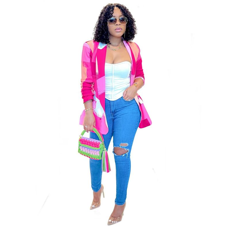 Abbigliamento da donna, giacca piccola, manica lunga, stampata_voghion.com