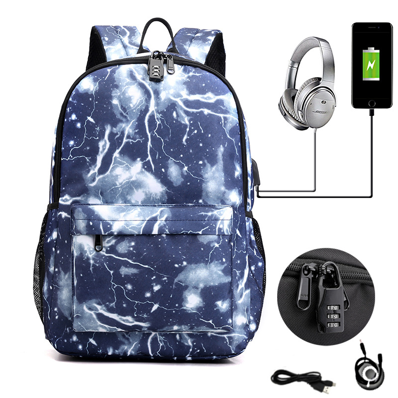Backpack Convenient Charging Headphone Jack Backpack Two Piece Crossbody Pencil Bag Computer Bag School Bag_voghion.com