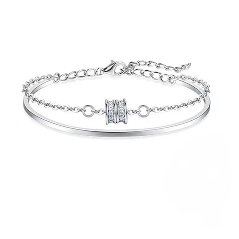 Bracelet double couche en cuivre blanc de même style style froid Harajuku petite taille design féminin petite amie fée bracelet en cuivre blanc léger_voghion.com