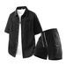 Cross Border New Summer Casual Large Size Suits For Men Summer Trend Short Sleeved Shirts Half Length Shorts Loose Two Piece Suits_voghion.com