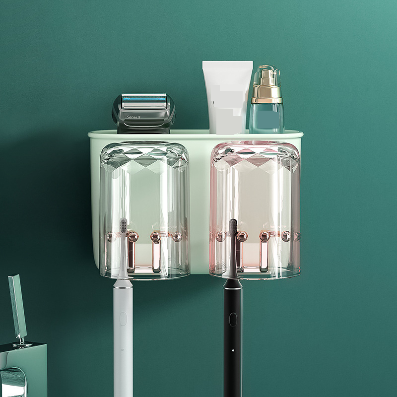 Wall-Mounted Toothbrush Holder With Auto Toothpaste Dispenser – No-Drill Bathroom Organizer For Brushes & Cups (Plastic, Space-Saving, Hygienic)​_voghion.com