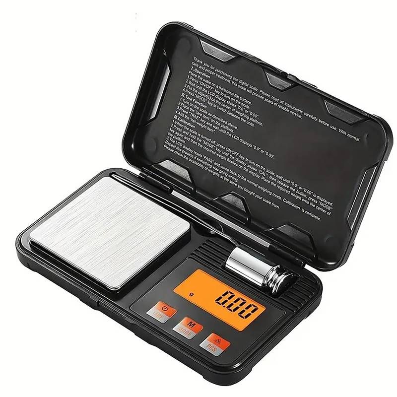 A Pocket-sized Digital Scale With A 200g/0.01g Capacity And Precision, Portable Mini Kitchen Scale For Food, Includes Clips, LCD Light, 50g Calibrated Weight, 6 Units, Suitable For Jewelry, Gold, Food, Powders And Spices - Batteries Not Included_voghion.com