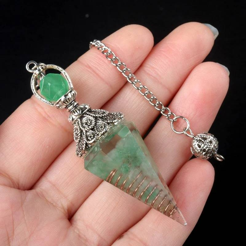 Adorno de ágata de cristal natural, colgante de cono hexagonal trifásico, talismán de cuarzo, adorno, juguete coleccionable_voghion.com