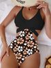 2026 New Cross-Border European And American Print Hollow Lace-Up Sexy One-Piece Bikini Swimsuit For Women_voghion.com