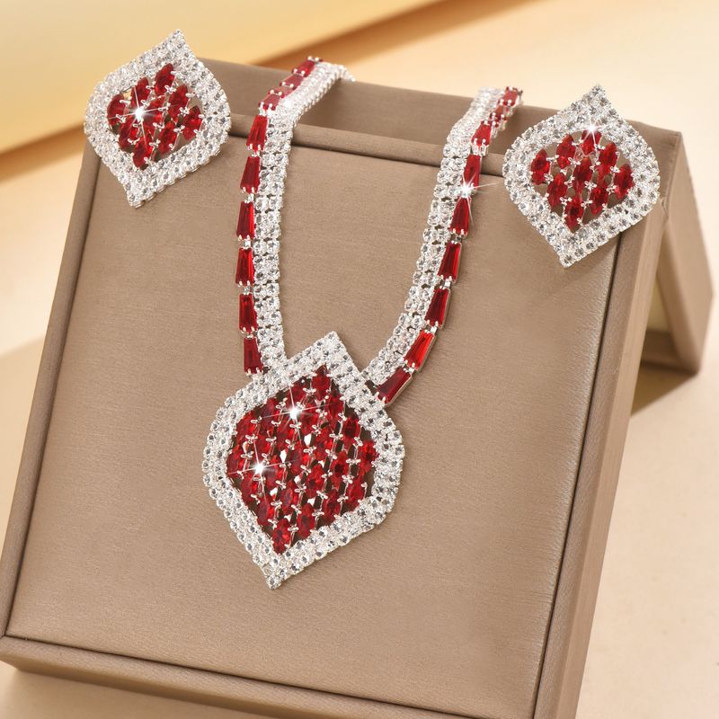 Women’s Jewelry Set Fashion Luxury Atmosphere Full Diamond Zircon Multi Color Dinner Party Wedding Accessories Necklace Earrings Set_voghion.com