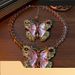 Fairy Cute Fairy-like Vintage Butterfly Rhinestone Sweet Brooch Necklace Set_voghion.com