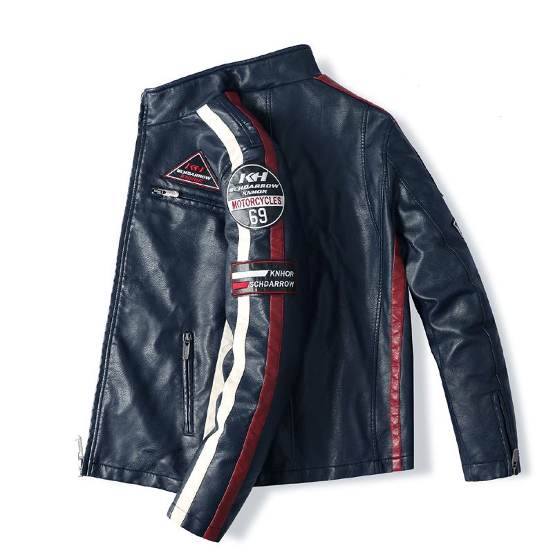 Giacca da motociclista vintage da uomo Moda nuova giacca da motociclista Giacca da motociclista con ricamo maschile Cappotto invernale in pile Pu soprabito_voghion.com