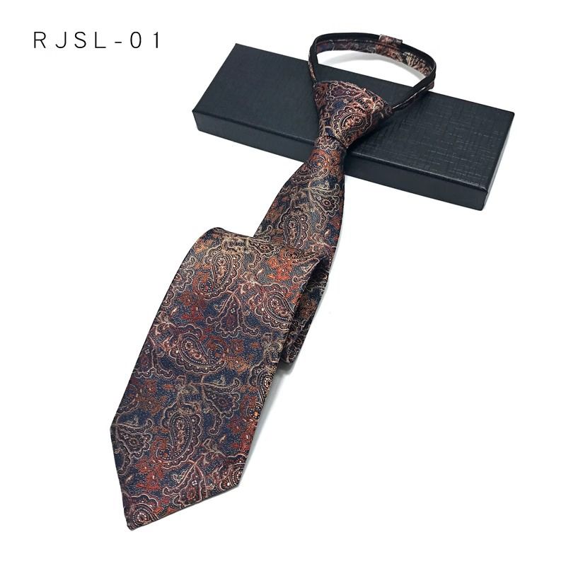 Champagne Gold Zipper Tie No Knot Men's Formal Business Groom Wedding Korean Style Lazy Professional Suit_voghion.com