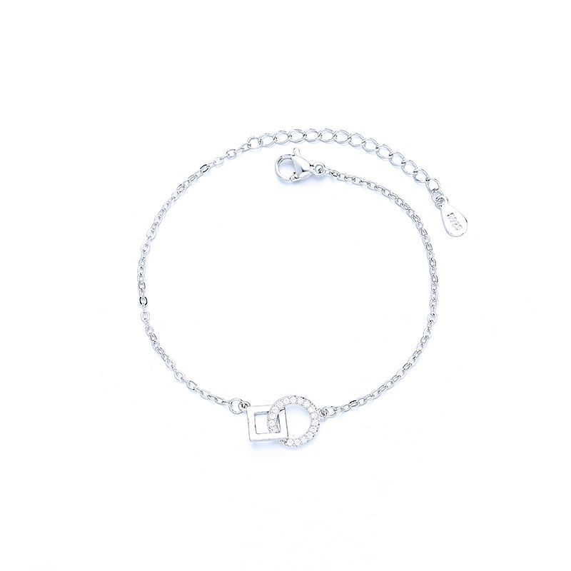 Sterling sier venus moda geométrica intertravamento zircão pulseira feminino quadrado redondo anel pulseira jóia_voghion.com