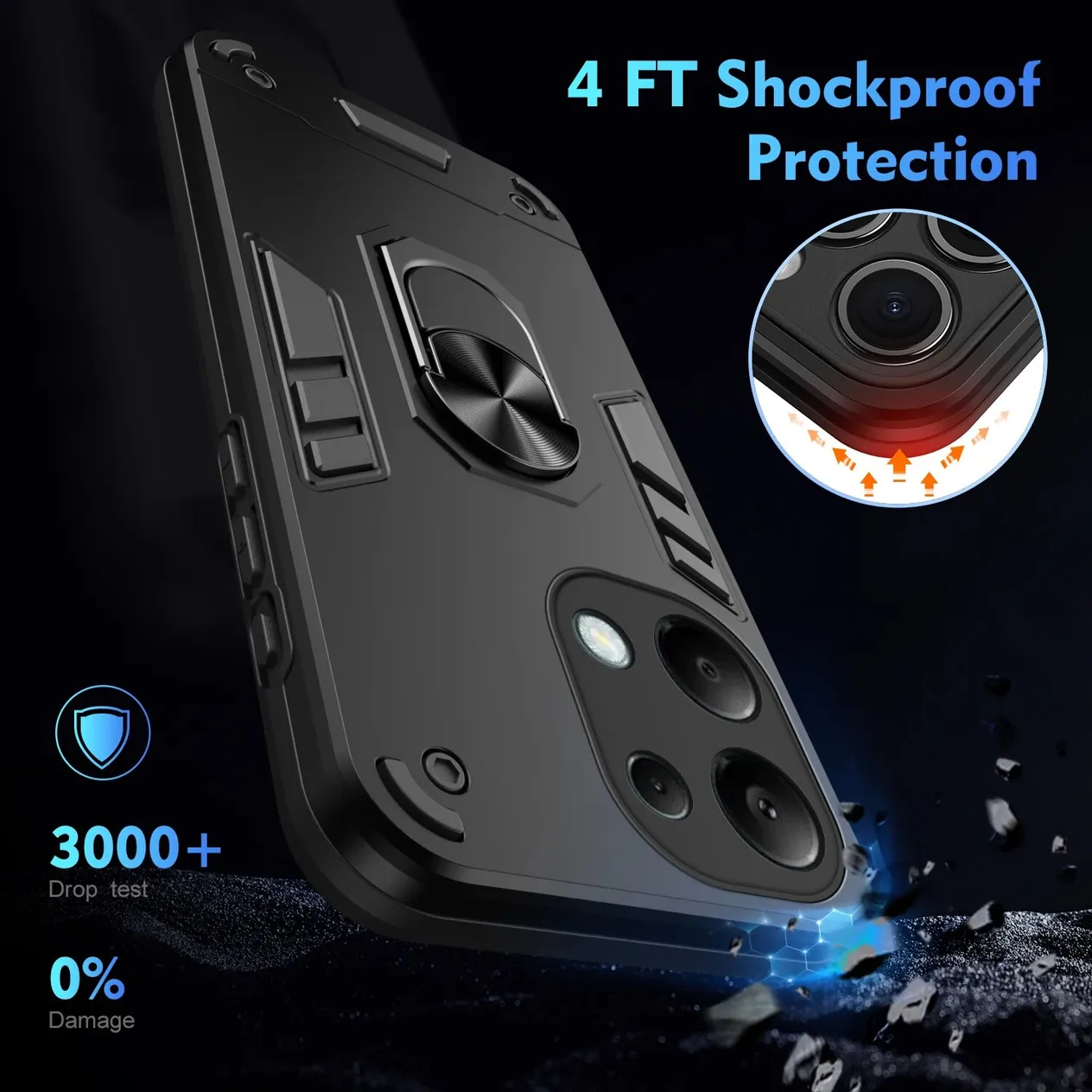 Coque arrière rigide antichoc avec anneau magnétique pour Xiaomi POCO M5S M4 Pro M6 4G_voghion.com