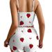 ChicShe Damenpyjama im neuen europäischen und amerikanischen Stil, geripptes Mode-Set mit gekreuztem Bordürenmuster und Erdbeerprint, süßes Camisole_voghion.com