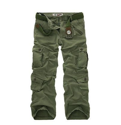 Spring Autumn Washing Multi-Pocket Camouflage Overalls Men Cotton Military Uniform Pants Men Baggy Cargo Pants Men (Without Belt)_voghion.com