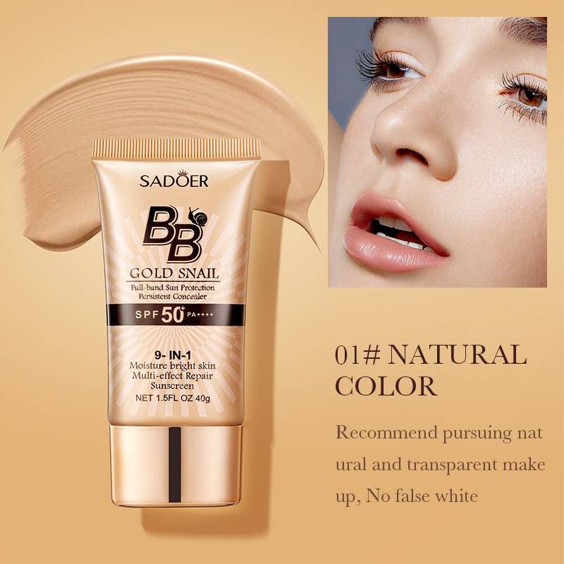 9-i-1 Gold Snail Sunscreen Cream Concealer, SPF 50+, BB Cream, Moisture Bright Hud, Full-band Solcreme Protection _voghion.com