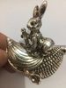 Old Decorated Handwork Miao Silver fengshui Carving Rabbit Sitting On The Corn Statue vintage home decor metal handicraft_voghion.com