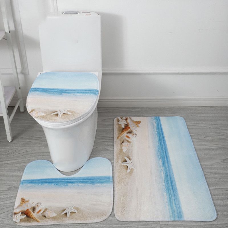 Neu Seafloor 3d Gedruckt Wc Boden Matte Teppich Bad Bad Drei Stück Bad Matte Saugfähigen_voghion.com