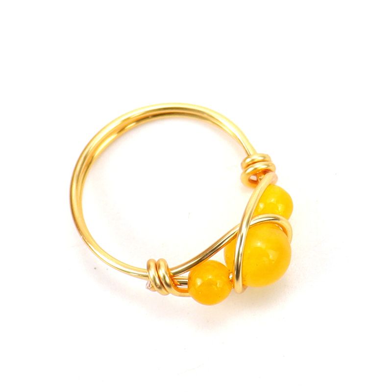 Neue Stil Persönlichkeit Handgemachte Gewickelt Gold Achat Perle Kristall Ring Für Frauen R17_voghion.com