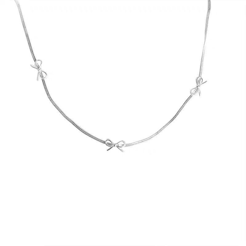 Minimalist Sier Bow Snake Bone Bracelet For Women, Light , Niche, High-end And Elegant, Student Best Friend_voghion.com