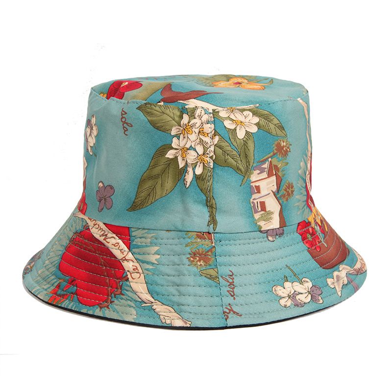 Uus lillelise puuvillase mustriga laia äärega kalamehe päikesekaitsega päikesevarjuga müts meestele ja naistele Bucket Hat_voghion.com