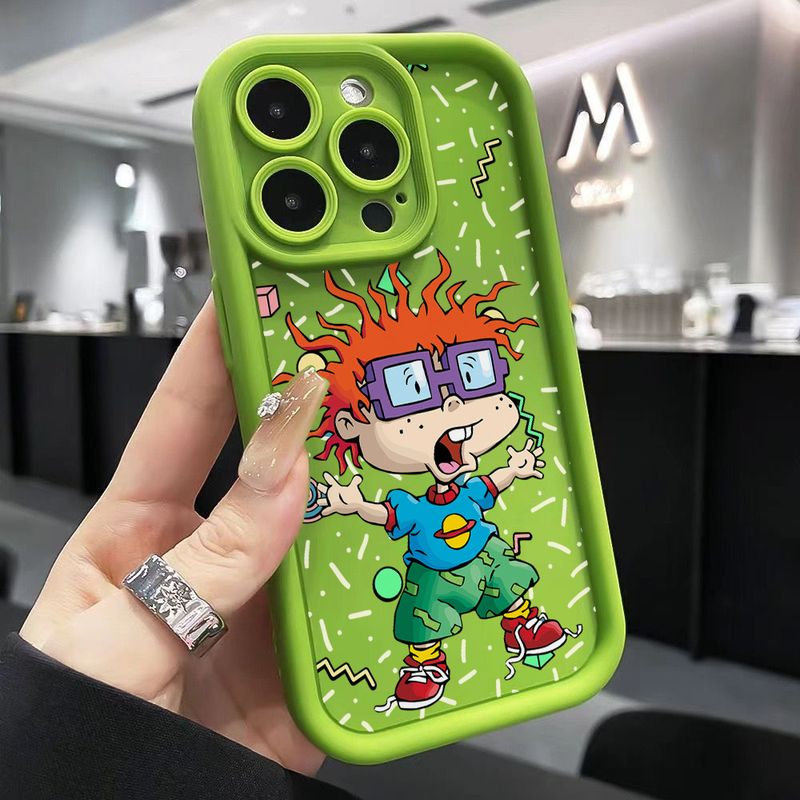 Cartoon Boy & Girl Rugrats Chuckie's Phone Case For IPhone 16 15 14 Plus 13 12 Mini 11 Pro Max X Xs XR 8 7 With Soft Ladder Lens Protection_voghion.com