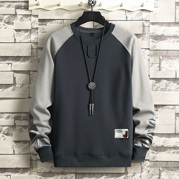 Yipinyuan YPY-3511-P42 Men's Sweater 2023 Spring New U-shaped Embroidery Trendy Loose Long sleeved Top_voghion.com