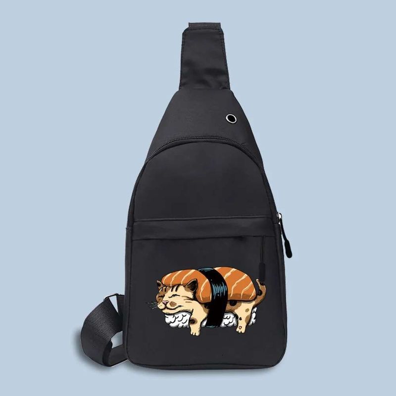 Sac de créateur 2025, sac de poitrine pour homme, portefeuille, sac à main, pochette pour téléphone, ceinture, mini sac de sport en toile, imprimé chat japonais, banane_voghion.com
