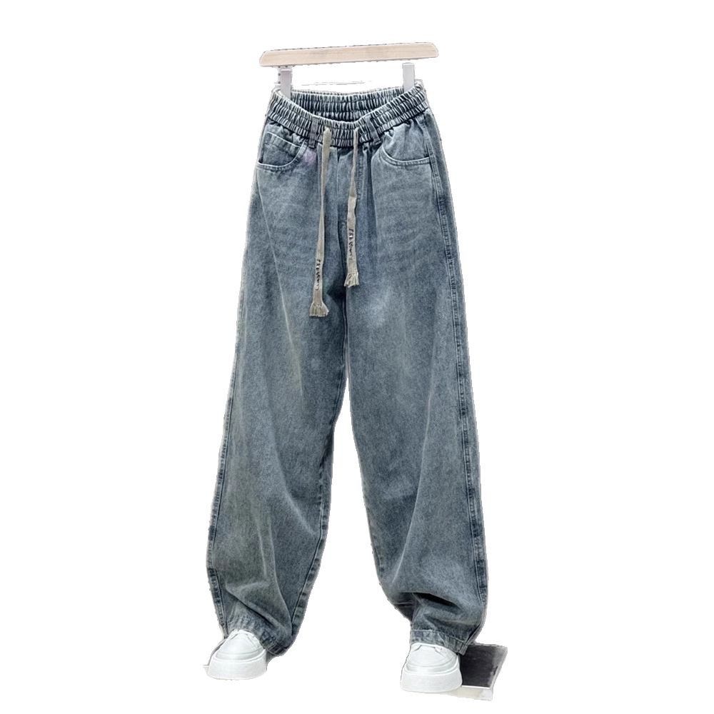 2025 Męskie wiosenne dżinsy z podszewką z polaru Hong Kong, modne, modne, modne w miejskim stylu, proste, luźne, z szerokimi nogawkami_voghion.com