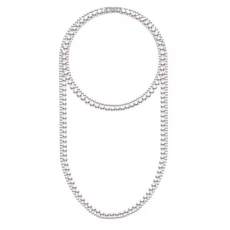 Pärlhalsband Lång klänning för kvinnor Tillbehör Dubbellager Storlek Slumpmässig tröja Kedja Mångsidig Multi Wear Kedjehalsband_voghion.com