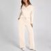 Oversized V-Neck Top & Flared Jogger Set – Streetwear Two-Piece Outfit With Drawstring Waist, Trendy Loungewear_voghion.com