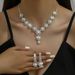 Women's Jewelry Set Rhinestone Necklace Set Inlaid Pearl Earrings Bridal Set_voghion.com