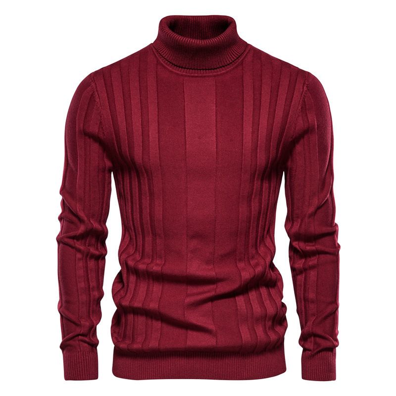 Suéter de cuello alto para hombre, informal, de punto, cálido, talla grande_voghion.com
