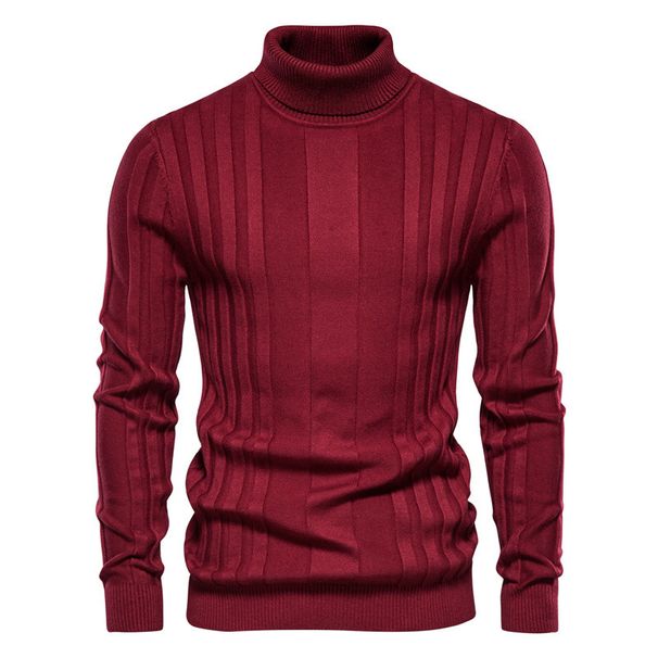 Suéter de cuello alto para hombre, informal, de punto, cálido, talla grande_voghion.com