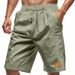 Suitable For All Seasons Men's Casual Solid Color Breathable Linen Five-Point Shorts With Label_voghion.com